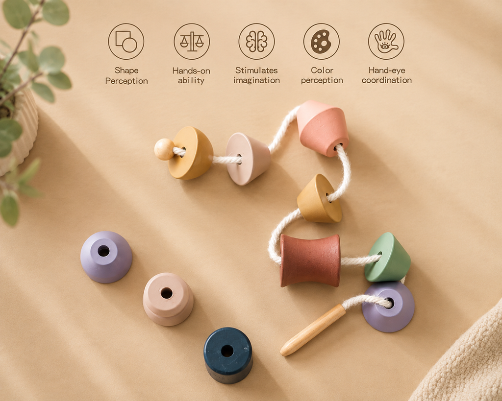 Montessori Wooden Bead Stringing Toy