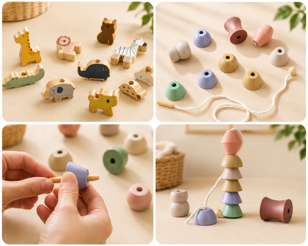 Montessori Wooden Bead Stringing Toy