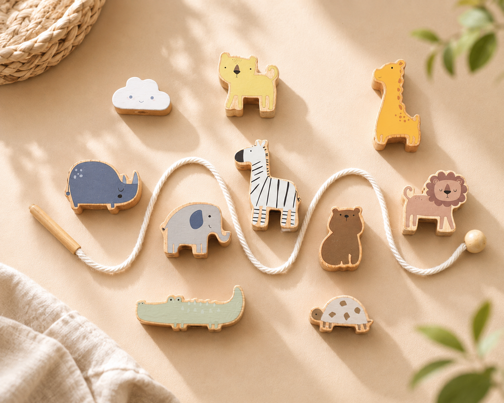 Montessori Wooden Bead Stringing Toy