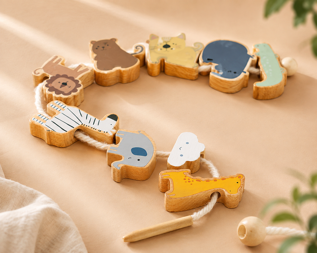 Montessori Wooden Bead Stringing Toy