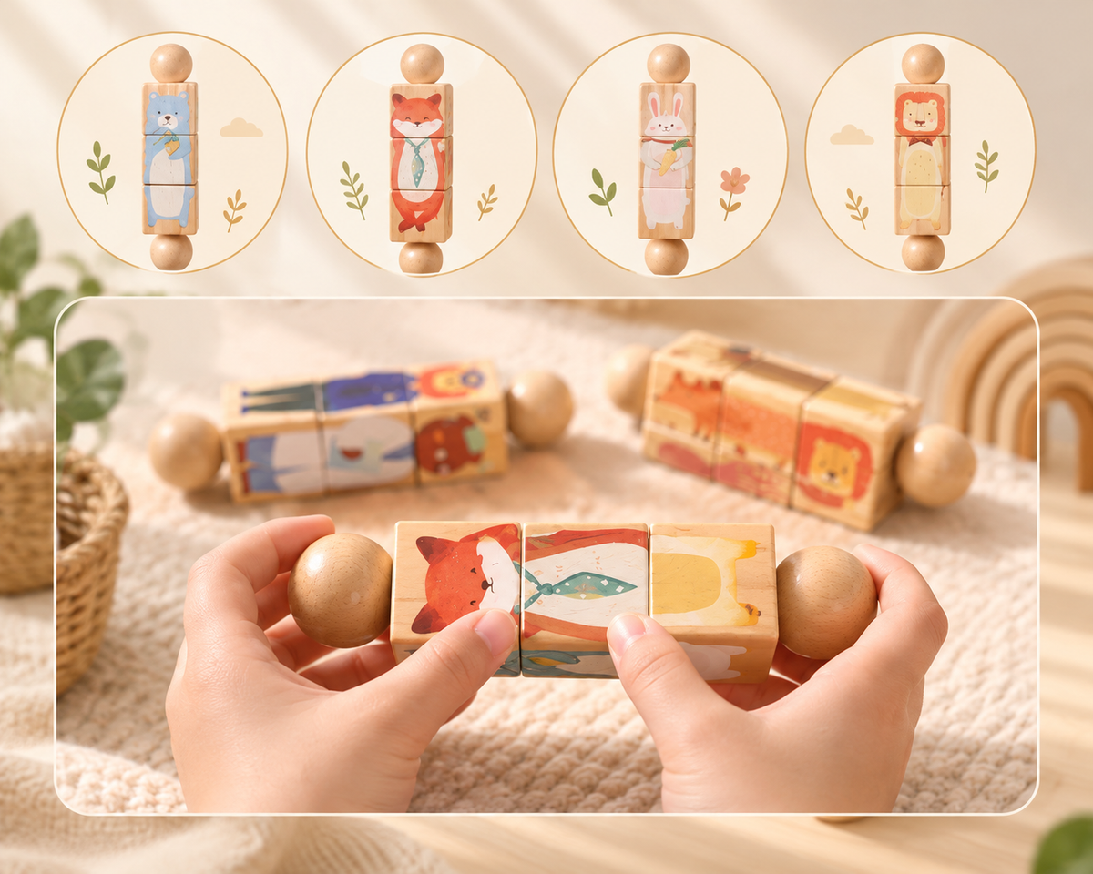 Kids' Handbell Wooden Animal Puzzle