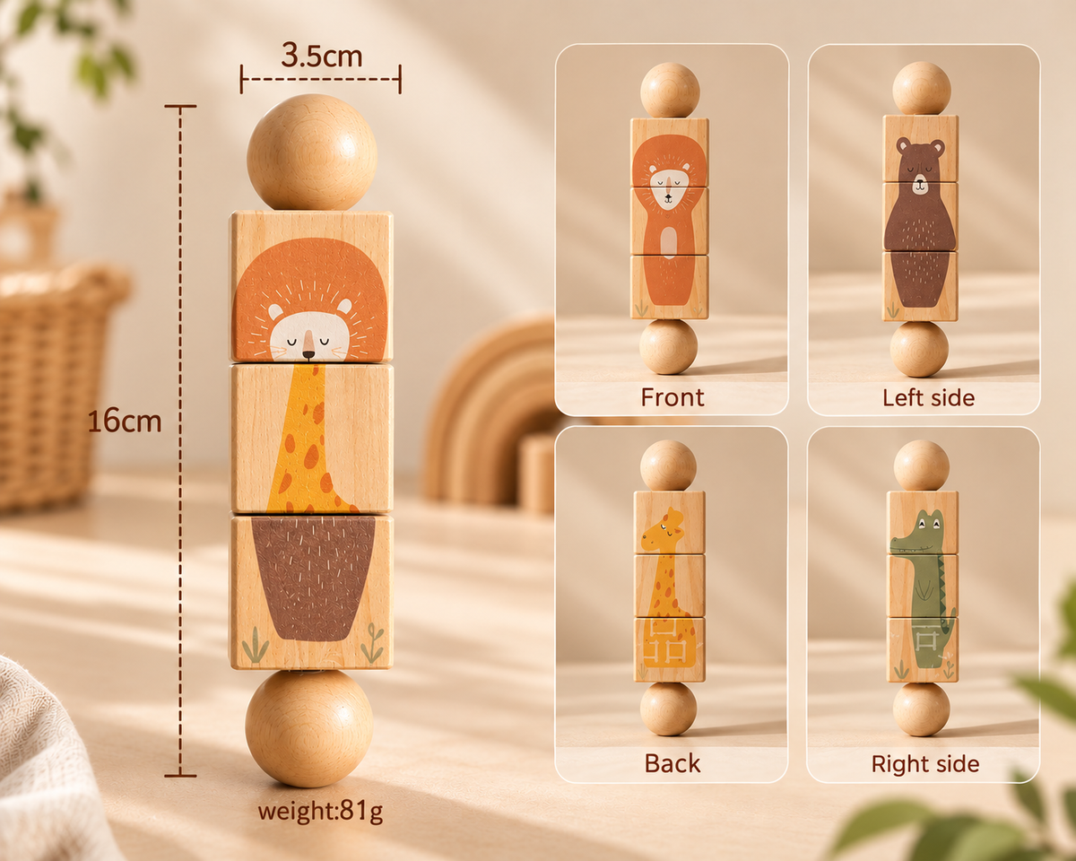 Kids' Handbell Wooden Animal Puzzle